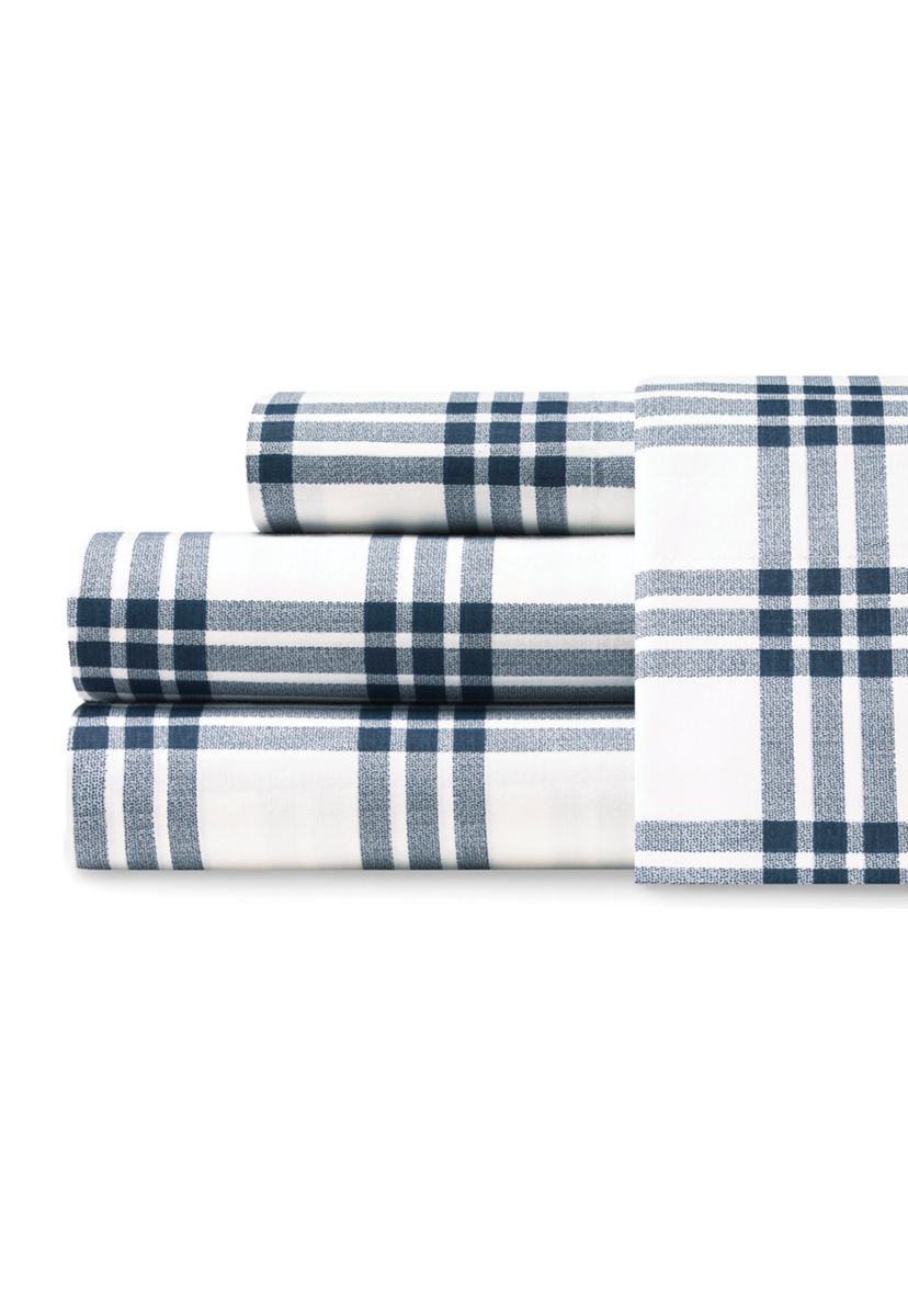 Basic Plaid Cotton Percale Sheet Set