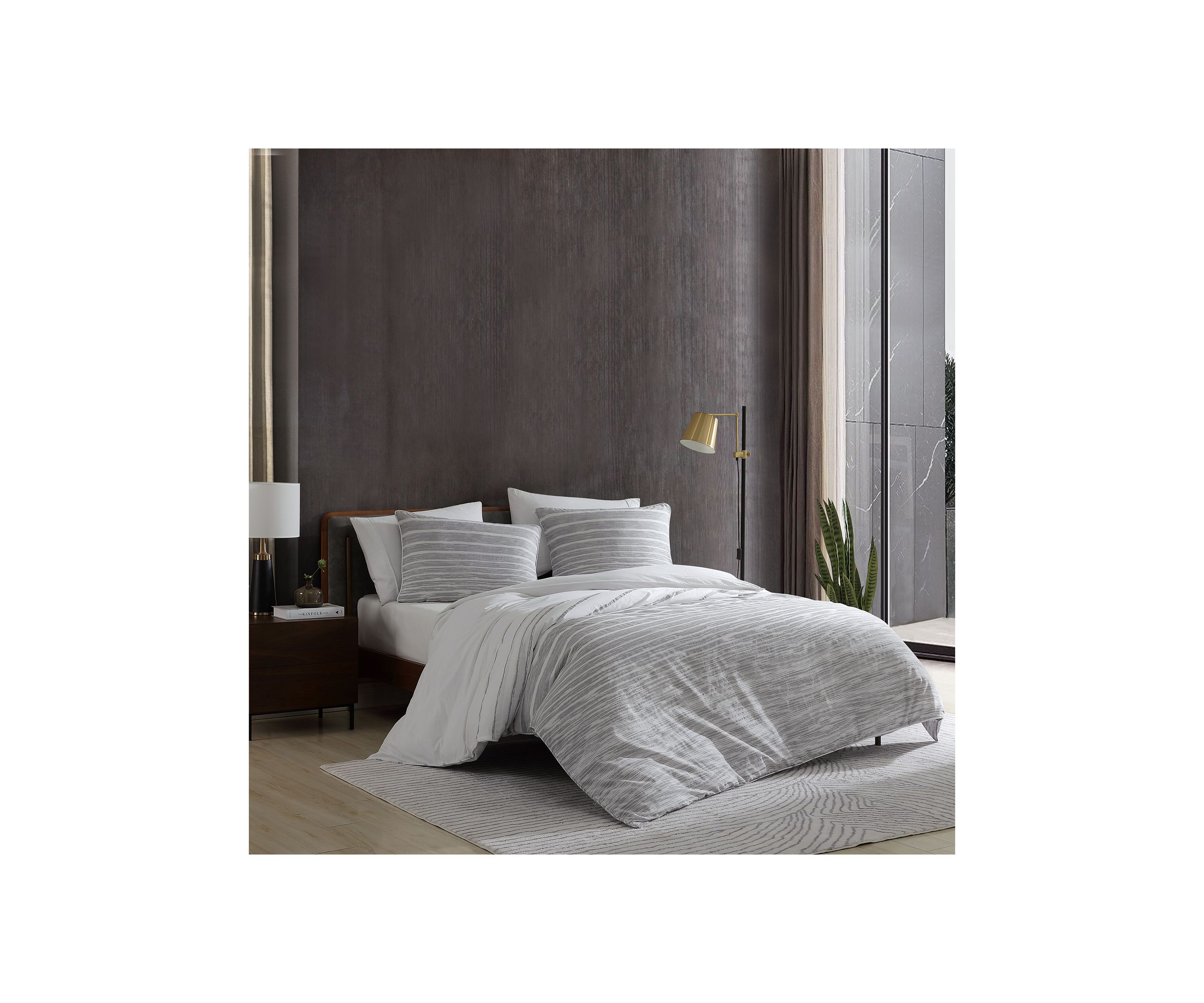 Abstract Stripe 3-Piece Cotton King Comforter Set