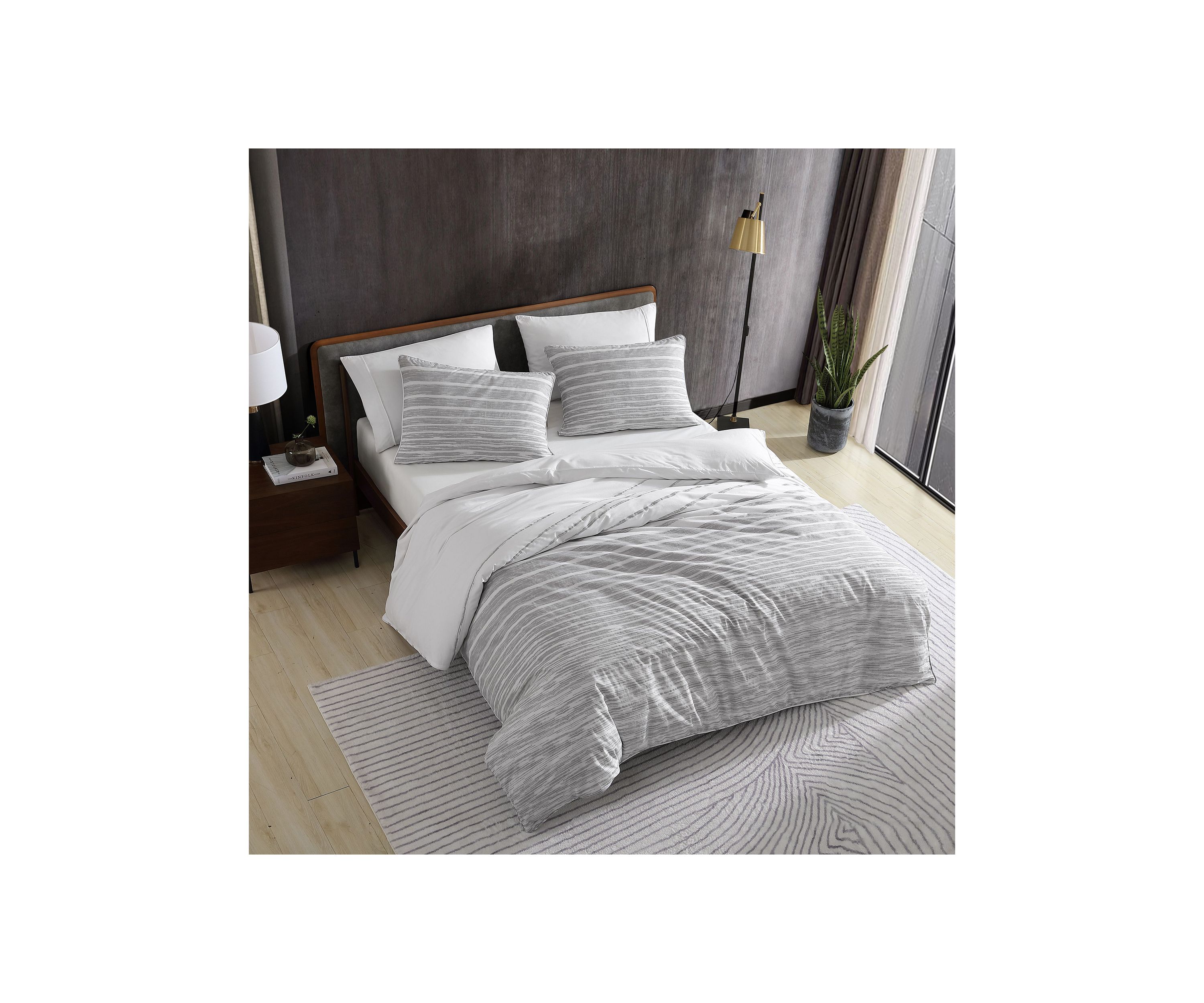 Abstract Stripe 3-Piece Cotton King Comforter Set