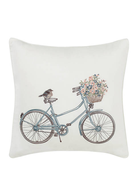Laura Ashley La Bicycle 1-Piece Cotton Throw Pillow