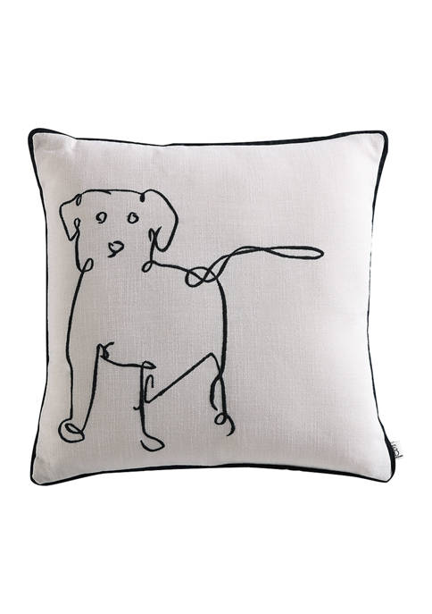 Betsey Johnson Doodle Dog Embroidered Throw Pillow