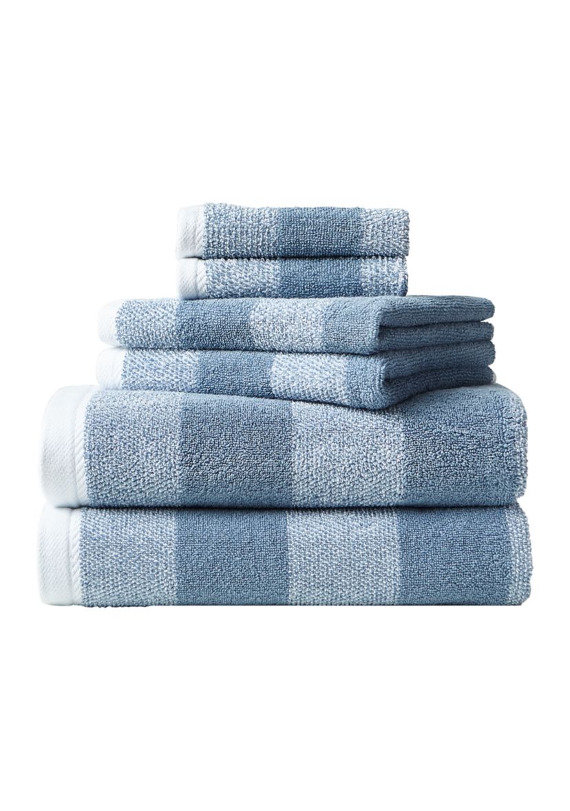 Oak Lake 6-Piece Striped Cotton Towel Set