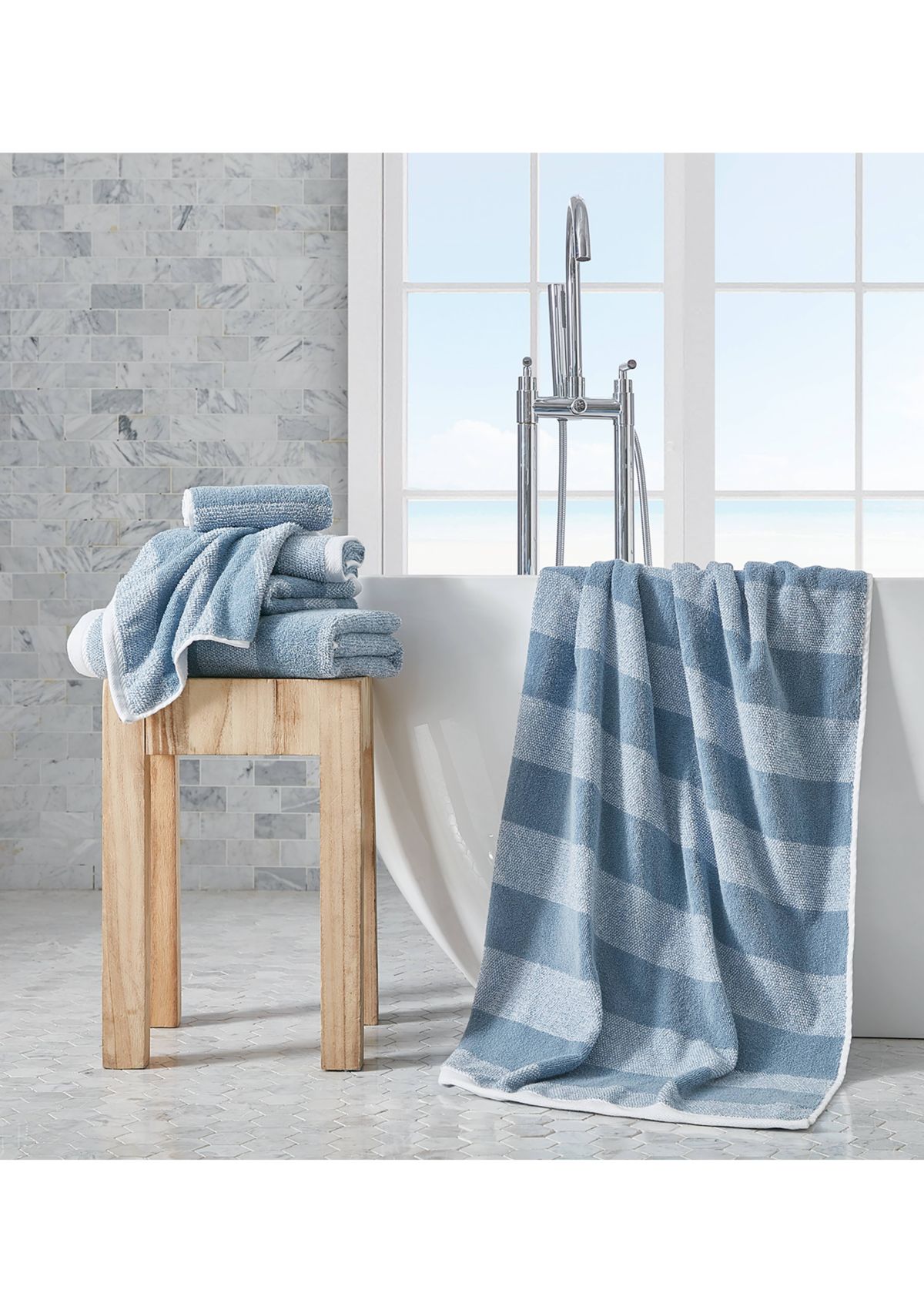 Oak Lake 6-Piece Striped Cotton Towel Set