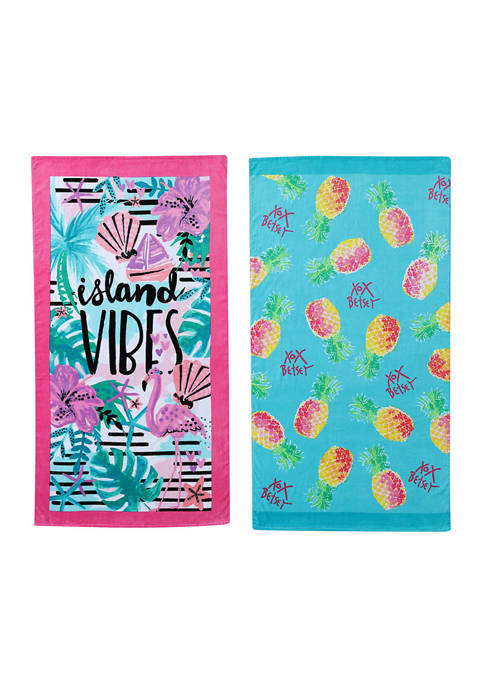 Betsey Johnson Island Vibes/Pineapple Playtime Cotton Beach Towel