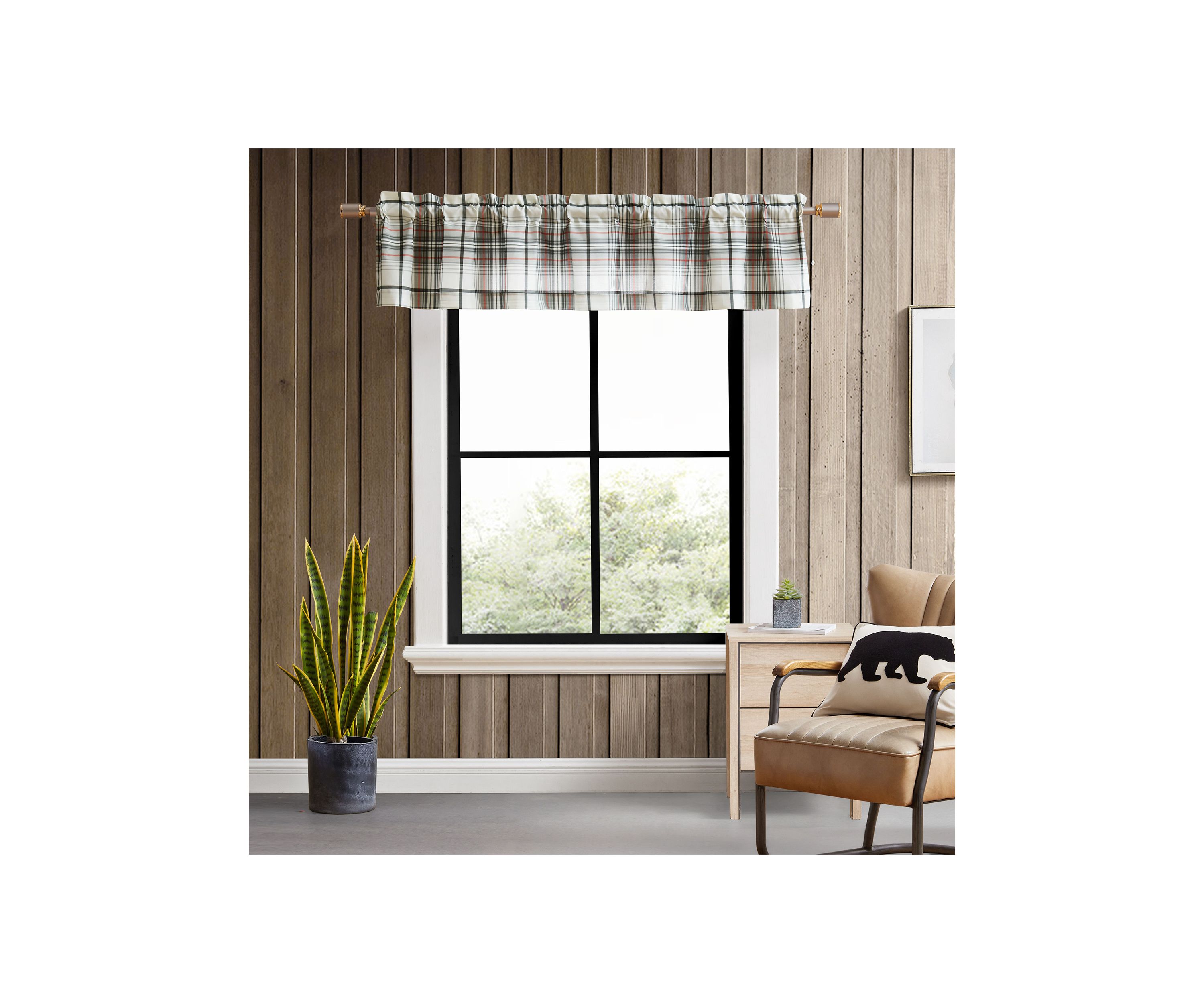 Alder Plaid Pole Top Window Valance