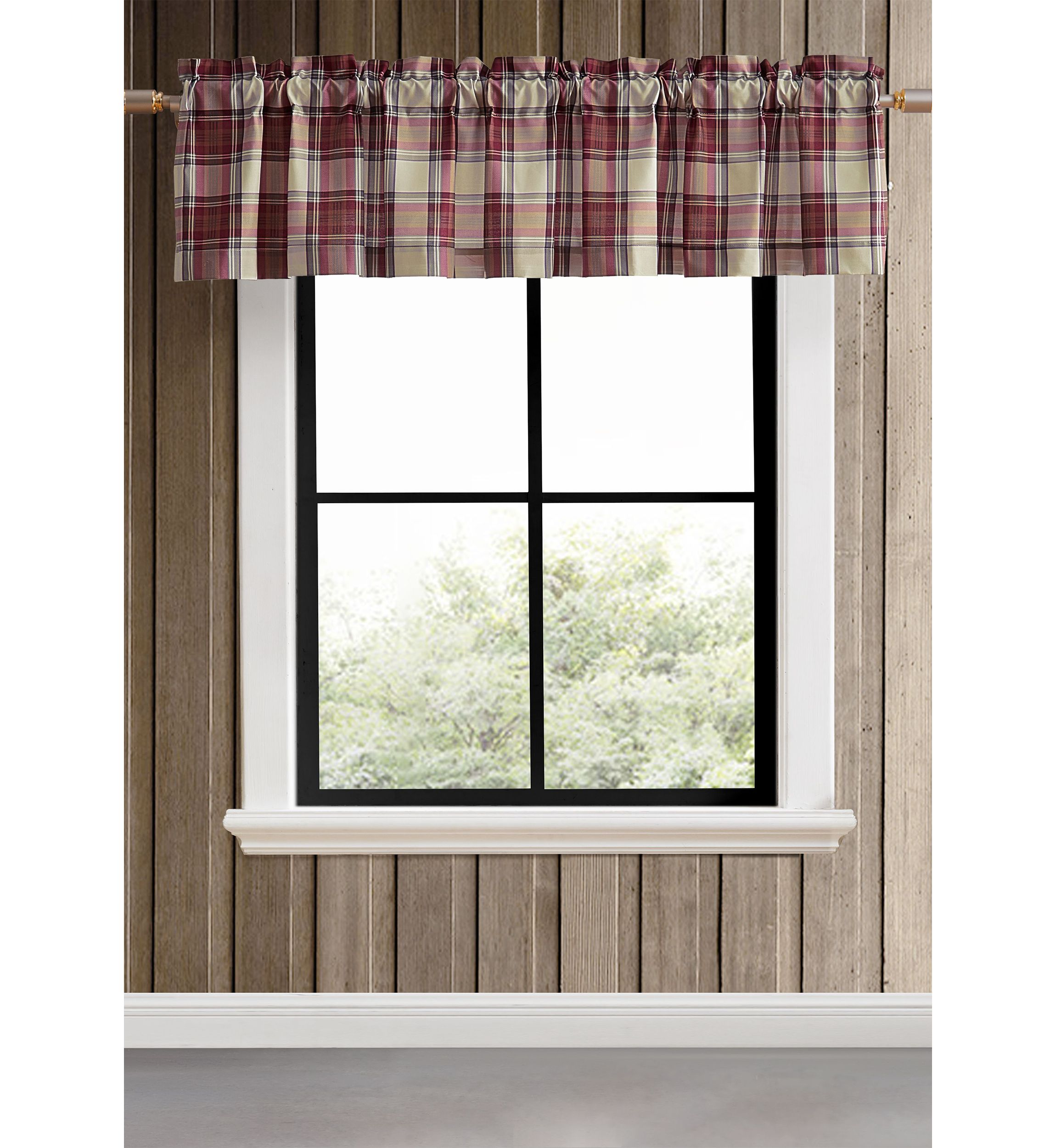 Edgewood Plaid Pole Top Window Valance