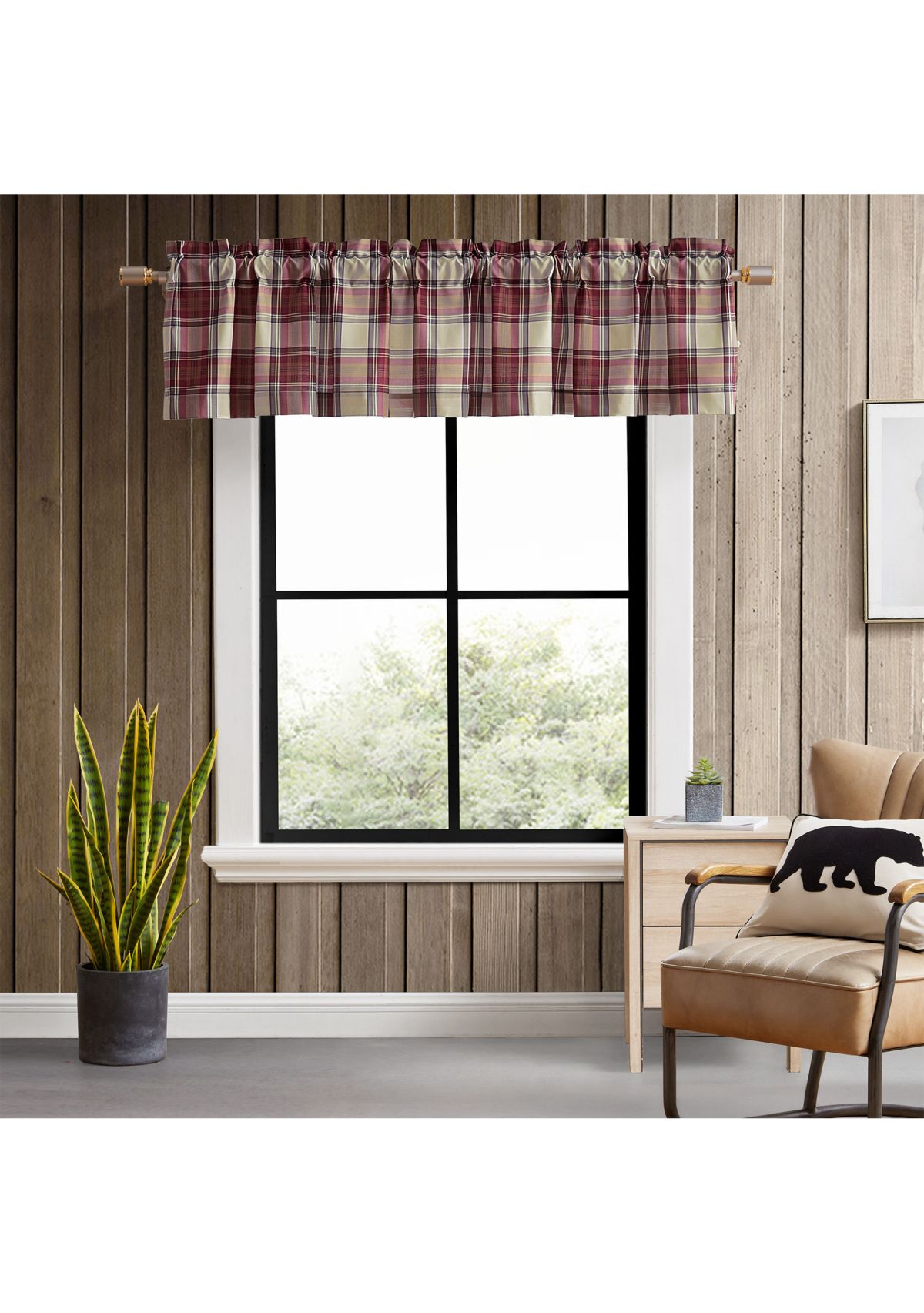 Edgewood Plaid Pole Top Window Valance