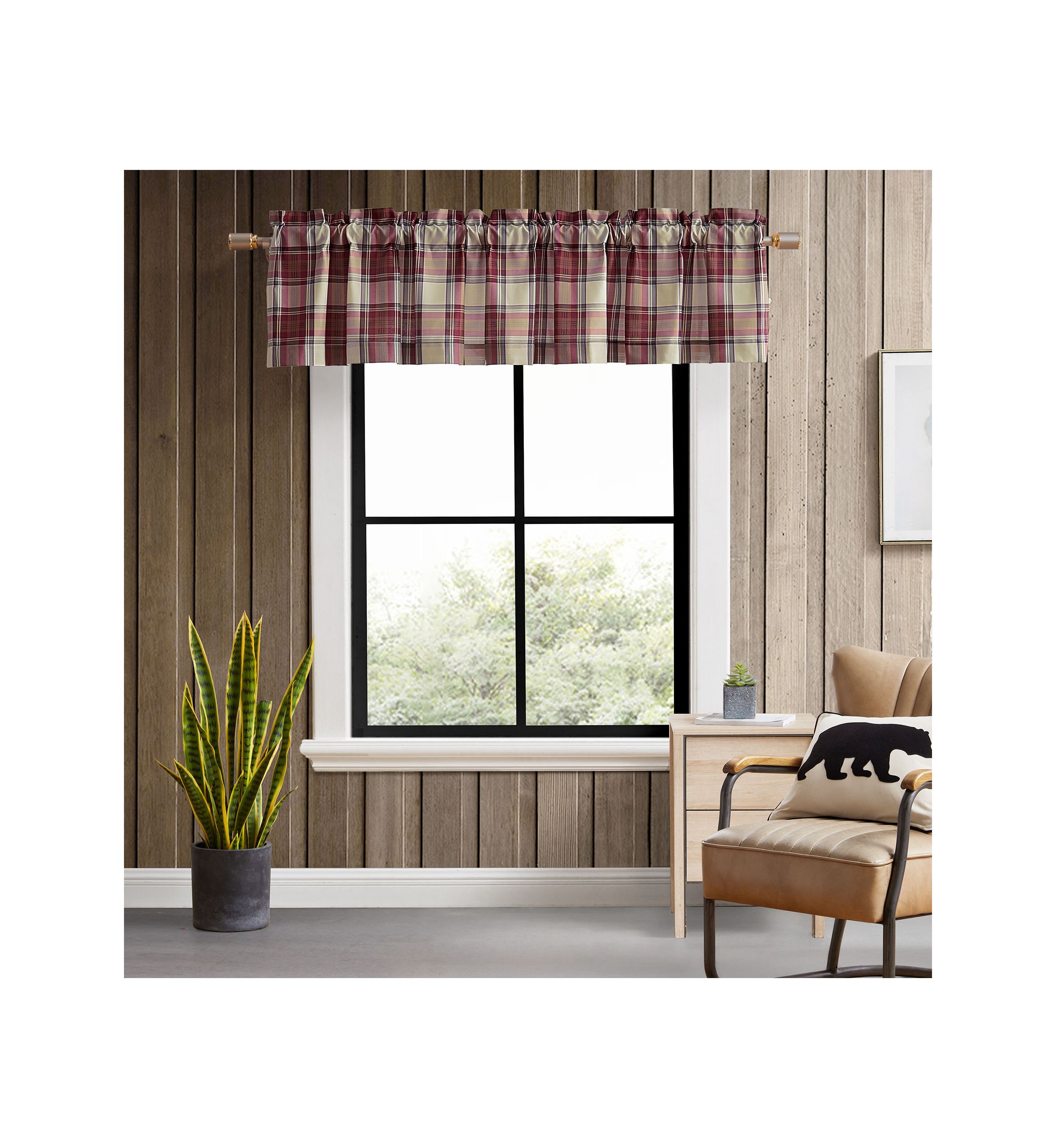 Edgewood Plaid Pole Top Window Valance