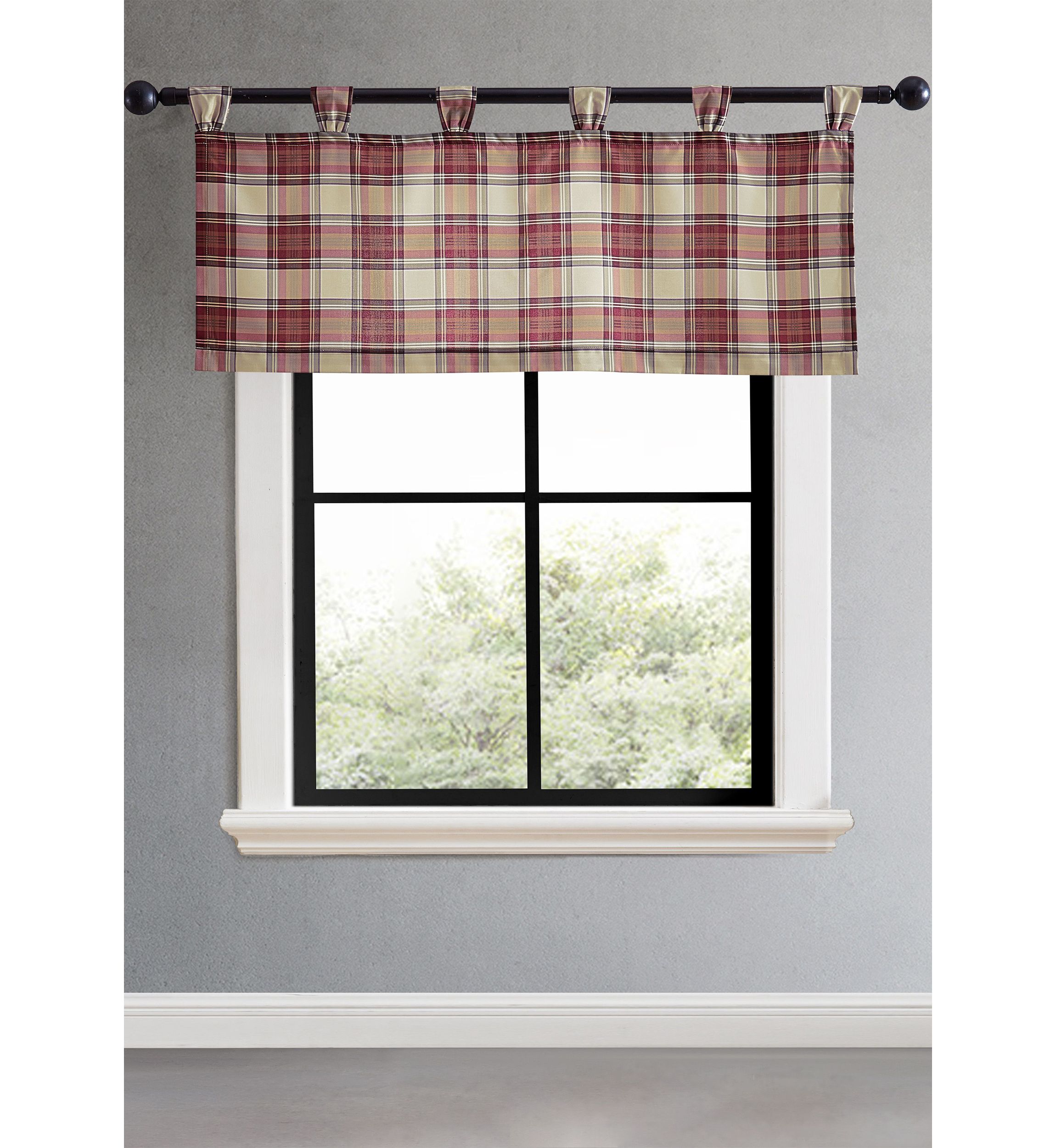 Edgewood Plaid Tab Top Window Valance