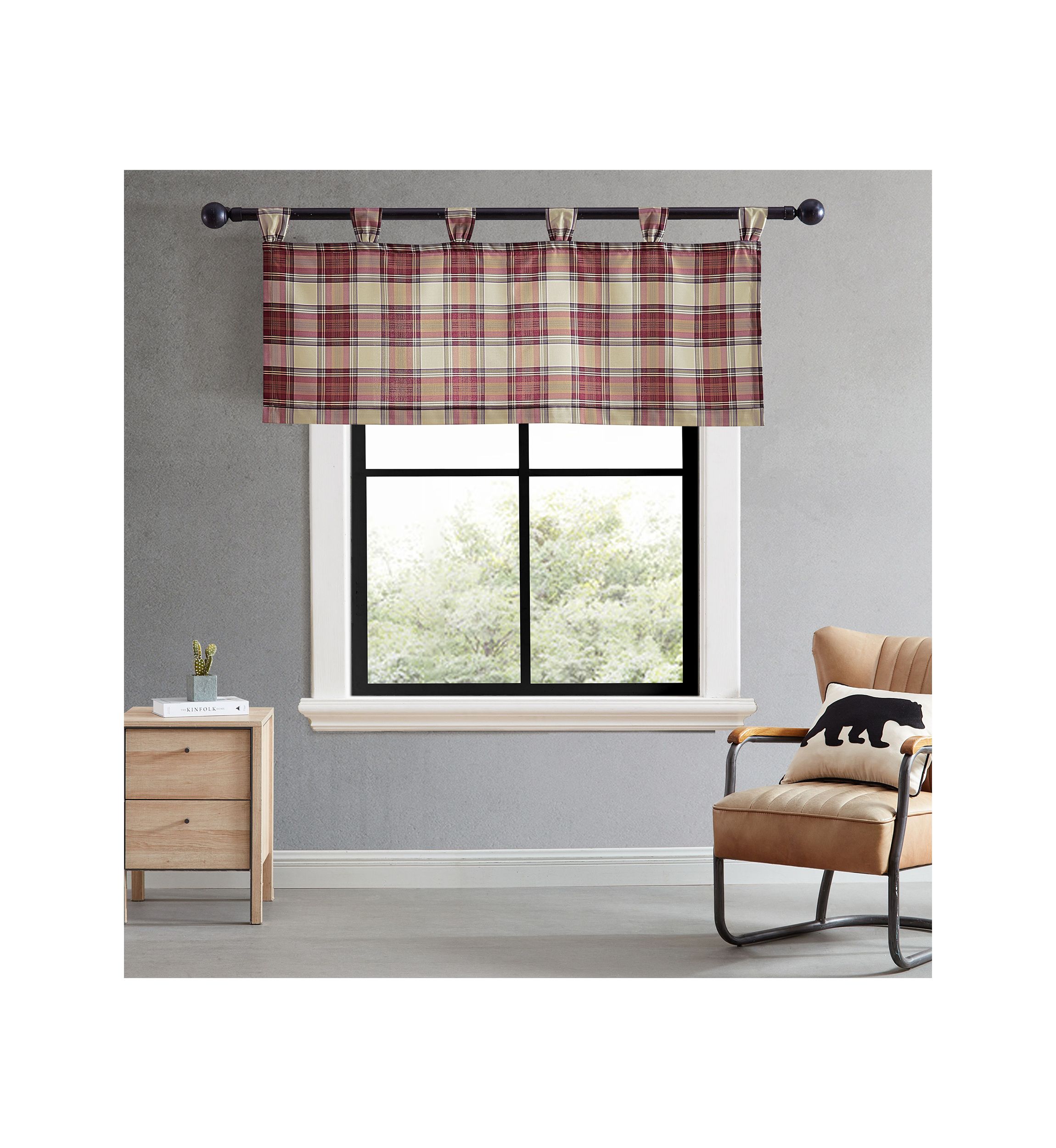 Edgewood Plaid Tab Top Window Valance