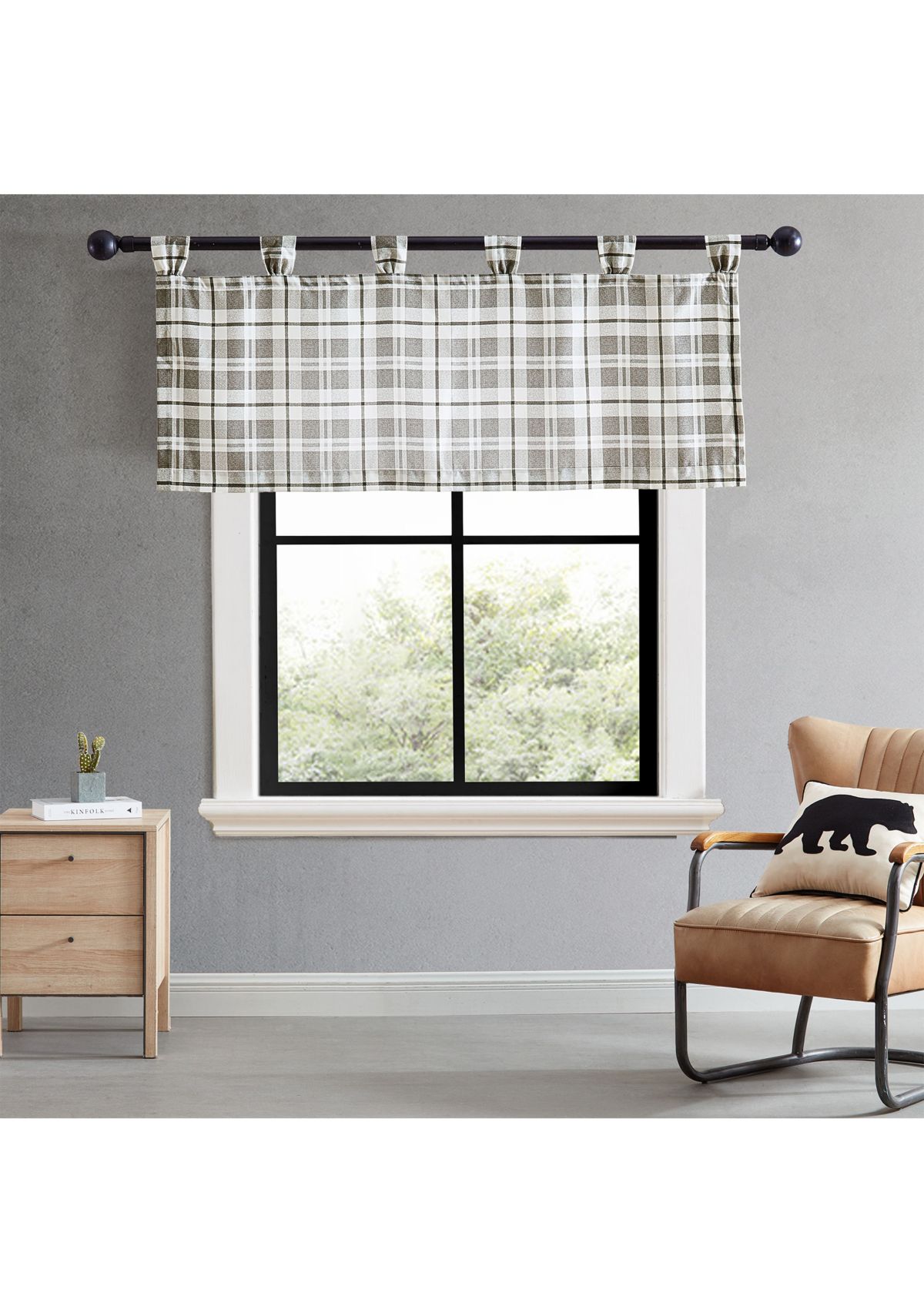Fall Creek Plaid Tab Top Window Valance