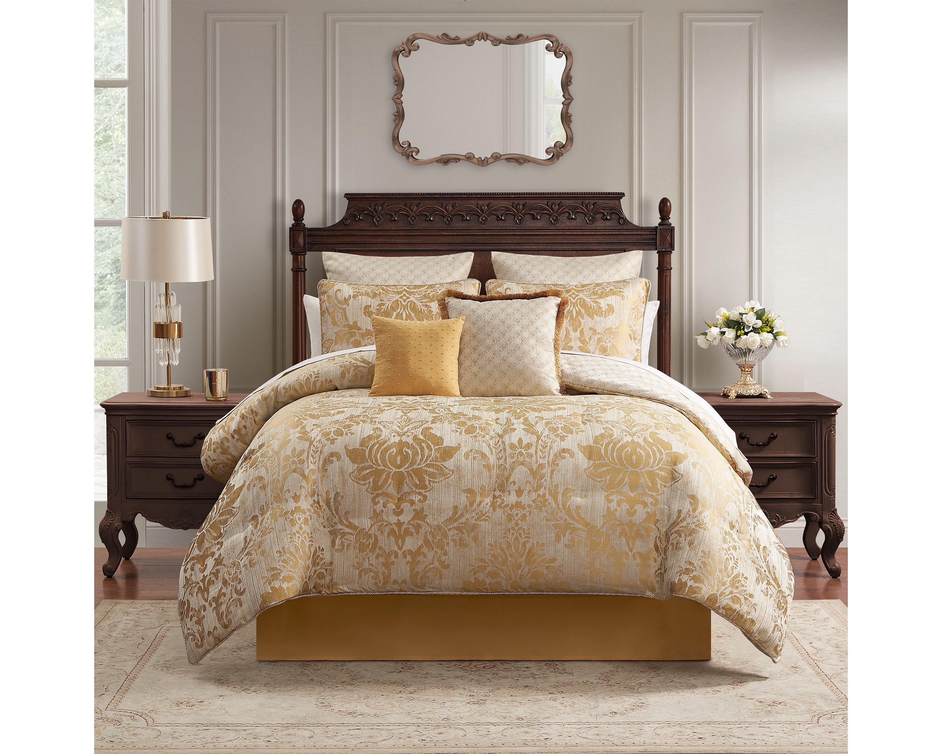  Tarmon Beige 8 Piece Queen Comforter Set 