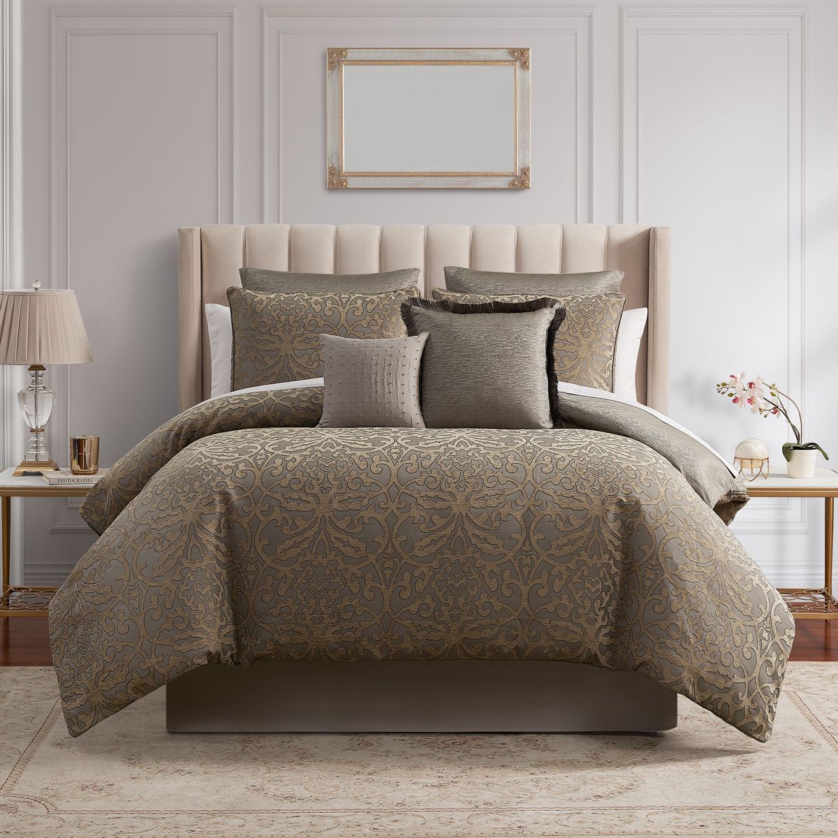 Clancy Beige 8 Piece King Comforter Set