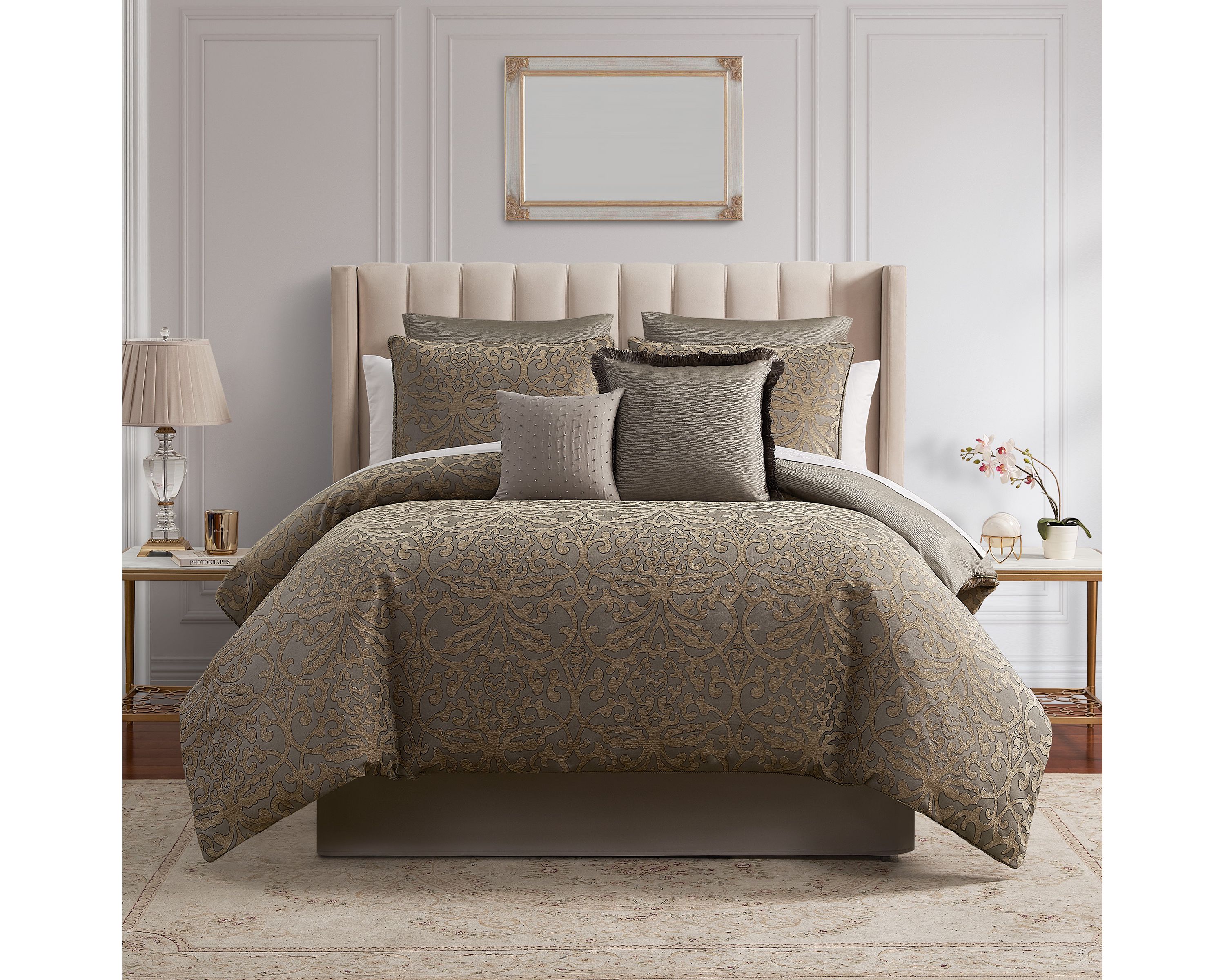 Clancy Beige 8 Piece King Comforter Set
