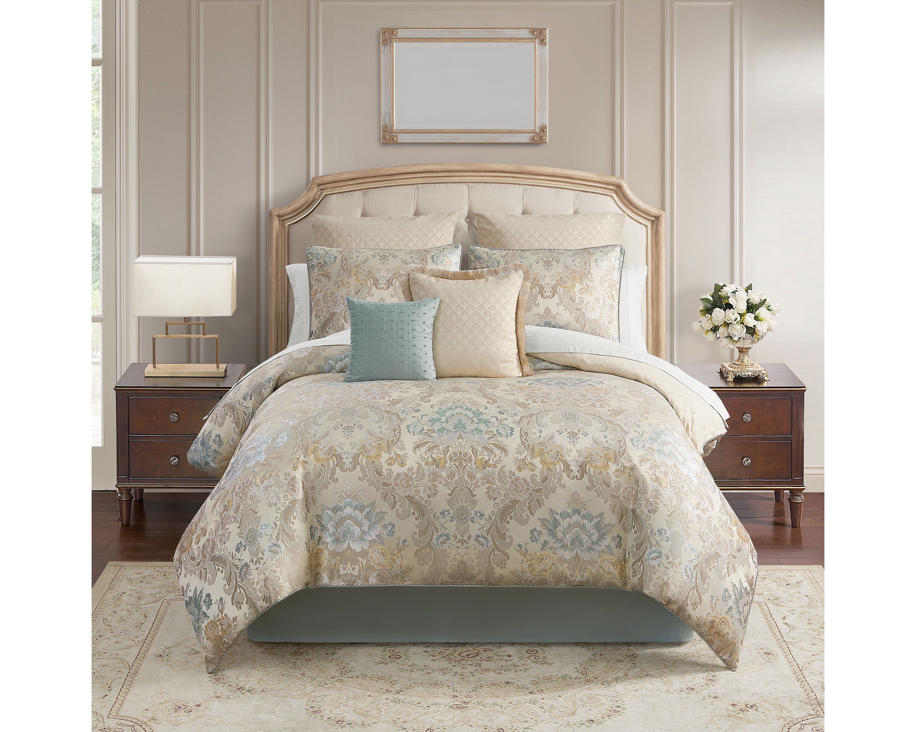 	  Brona Beige 8 Piece King Comforter Set 