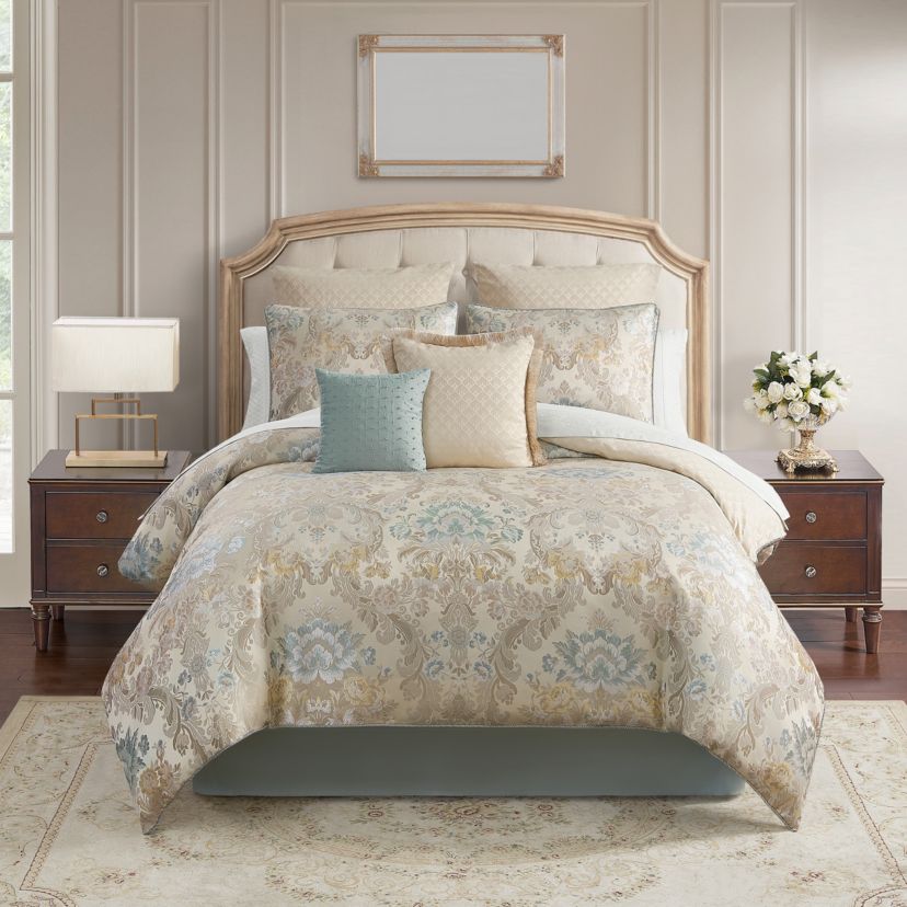 	  Brona Beige 8 Piece King Comforter Set 