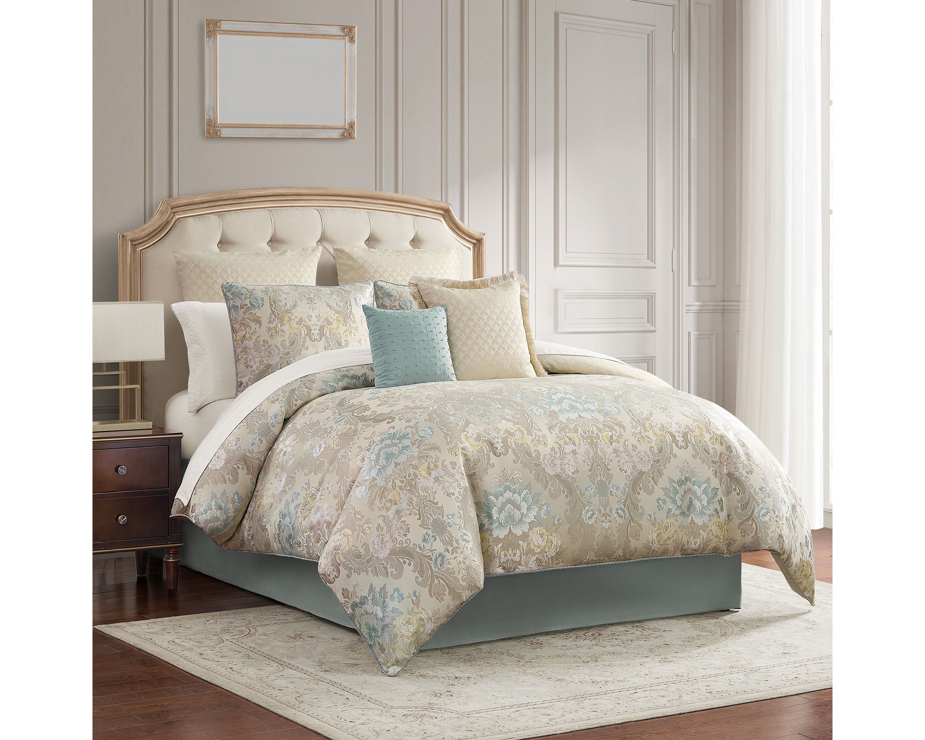 	  Brona Beige 8 Piece King Comforter Set 
