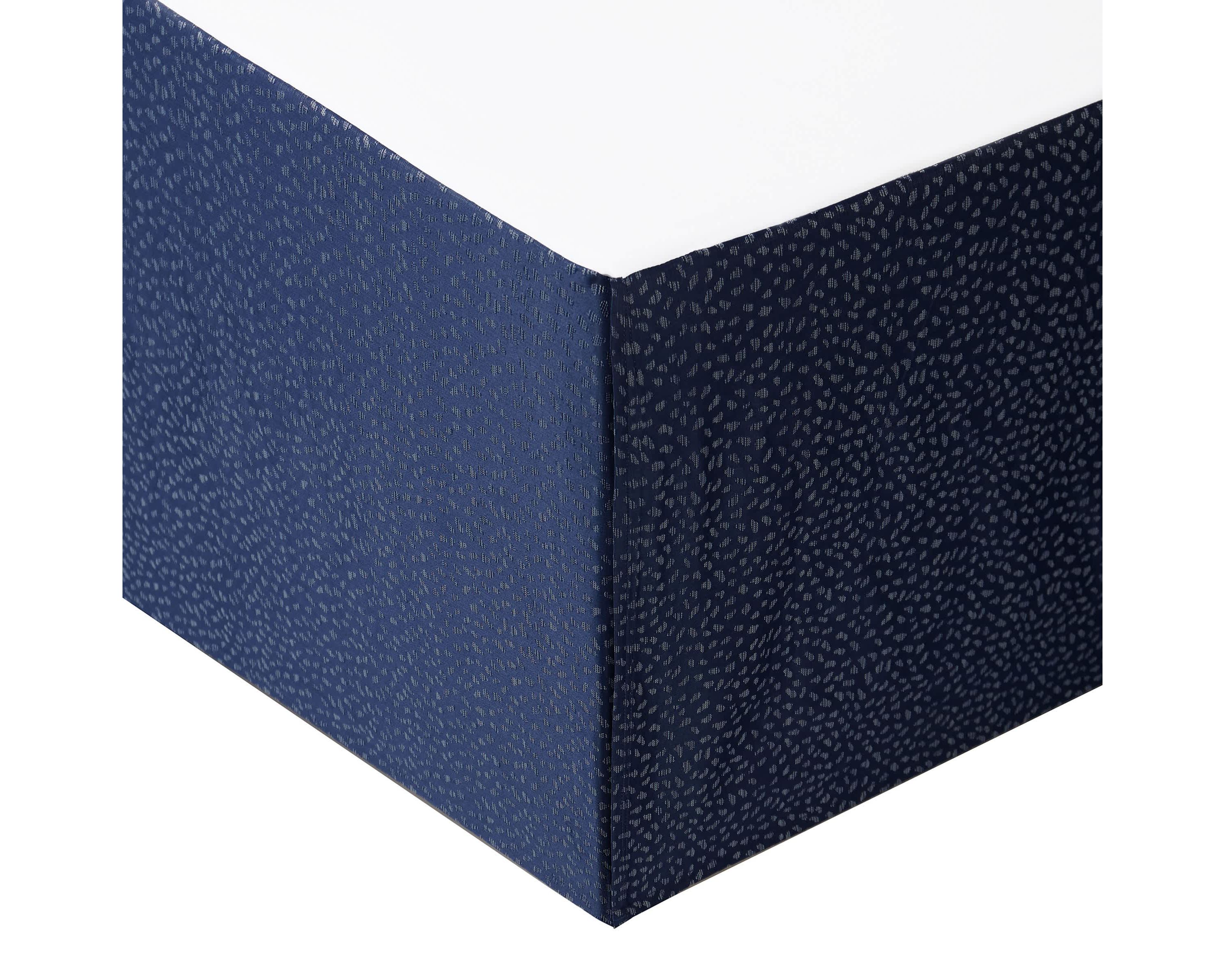 The elegant Waterford Blarney bedding set is an exquisite woven jacquard in blue with ivory accents.   The comforter and matching pillow shams feature a multi layer jacquard with a blooming arabesque design . Add a contemporary feel with the center pleat bedskirt in blue with a small pebble woven design. Included in the four piece set is the comforter, two pillow shams and bedskirt.