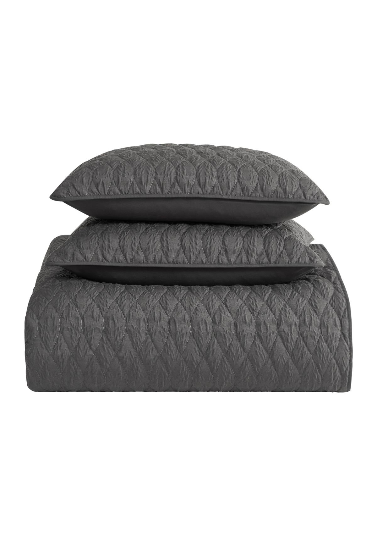 3 Piece Juno Charcoal Quilt Set