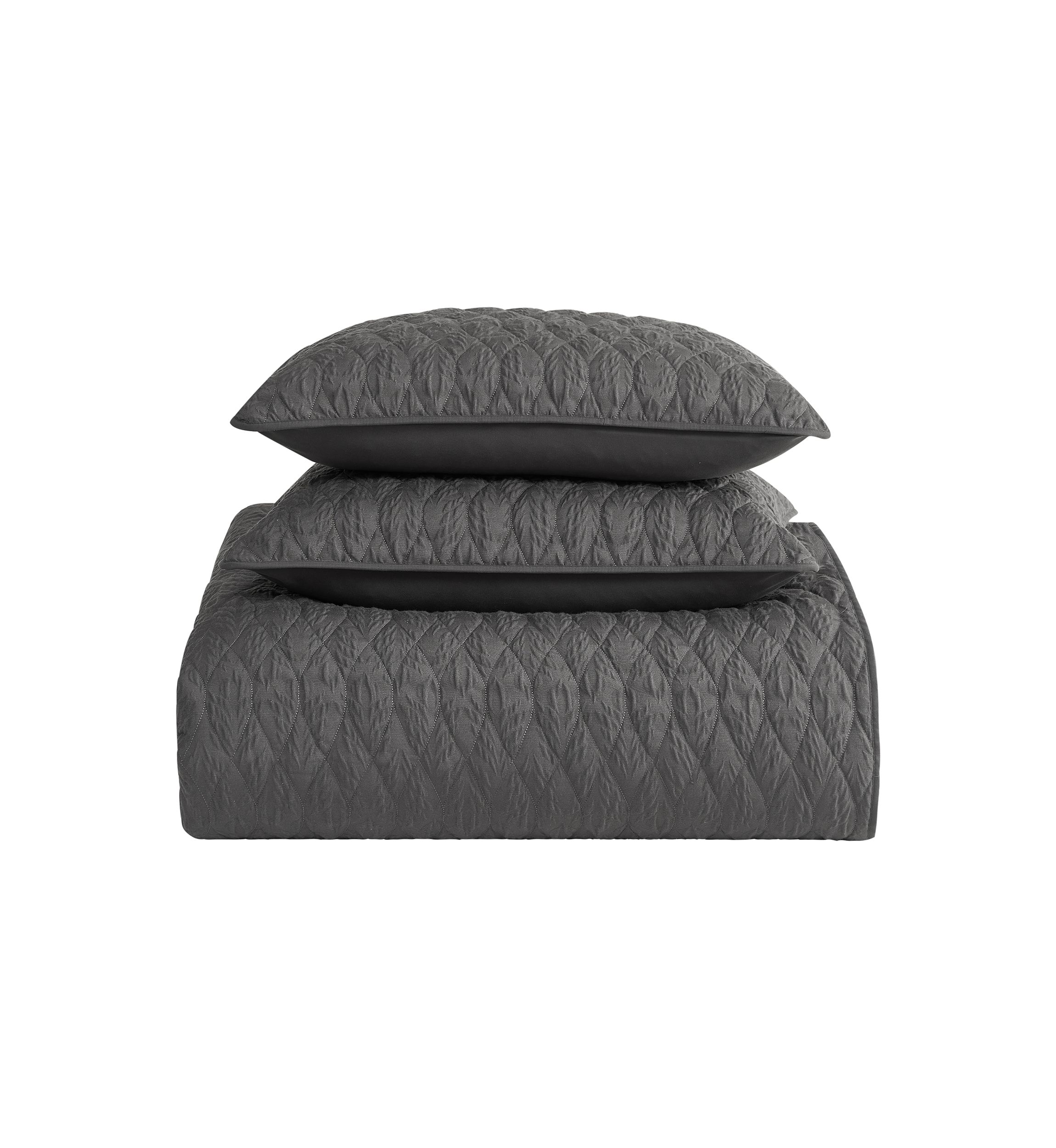 3 Piece Juno Charcoal Quilt Set