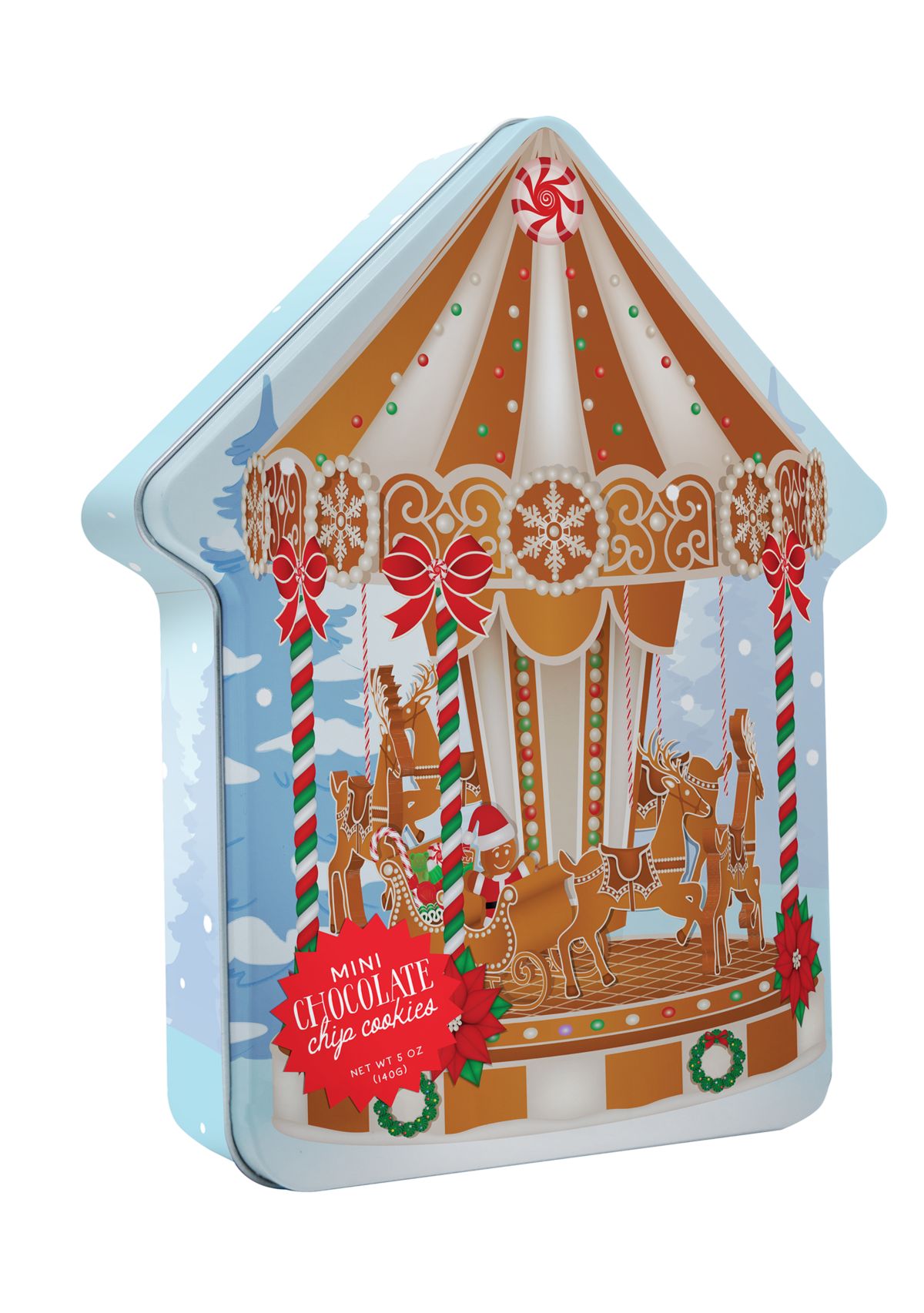 5oz Carousel-Shaped Cookie Tin with Mini Chocolate Chip Cookies