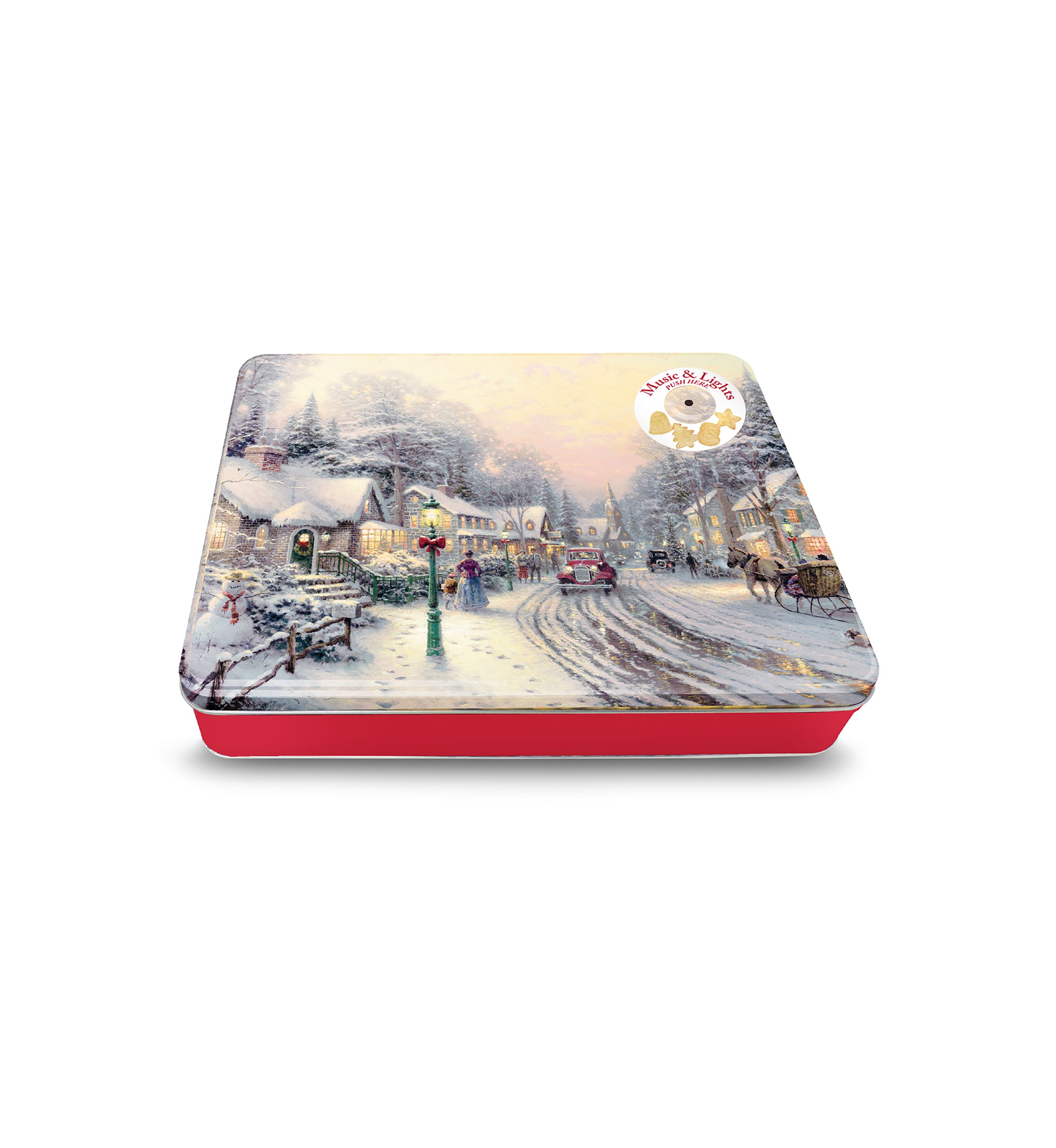 Thomas Kinkade Music & Light Holiday Shaped Cookie Tin