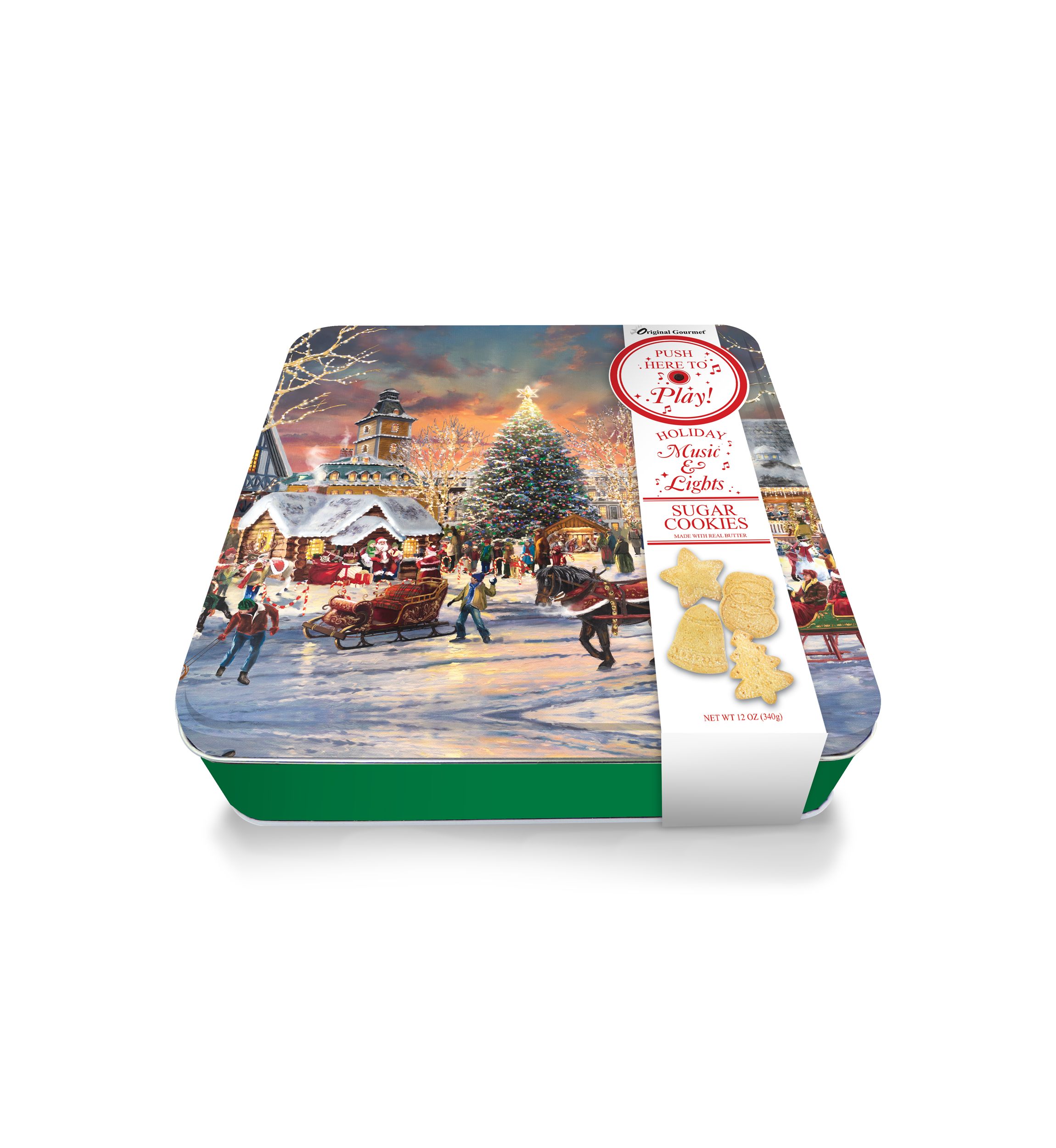 Thomas Kincade Christmas Festival Musical Sugar Cookie Tin 