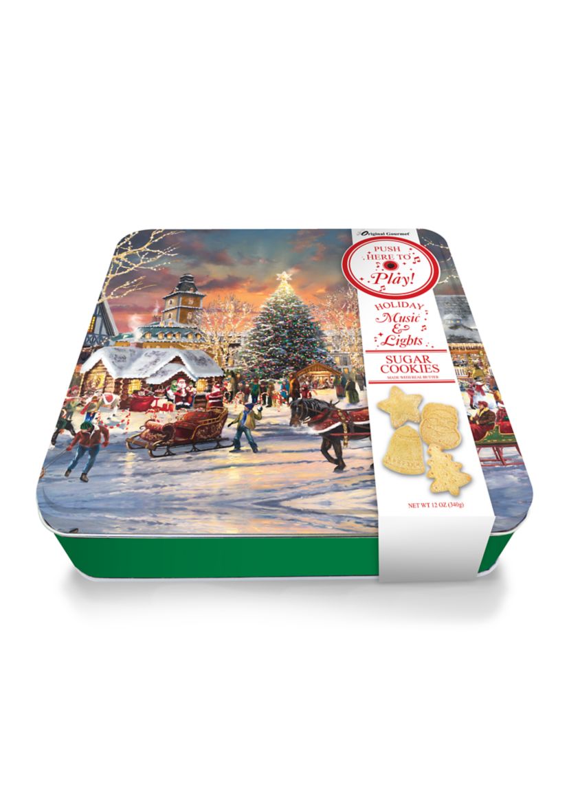 Thomas Kincade Christmas Festival Musical Sugar Cookie Tin 