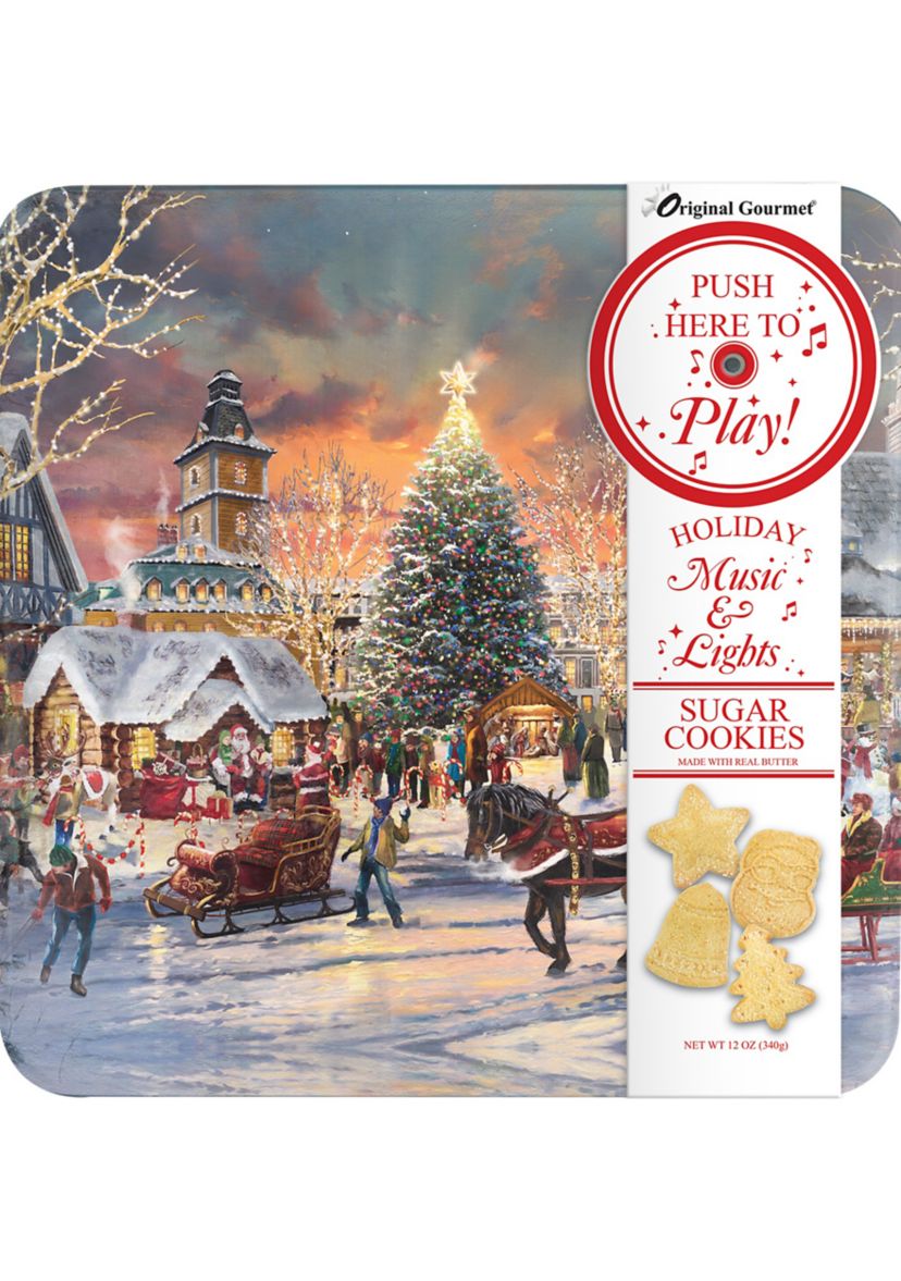 Thomas Kincade Christmas Festival Musical Sugar Cookie Tin 