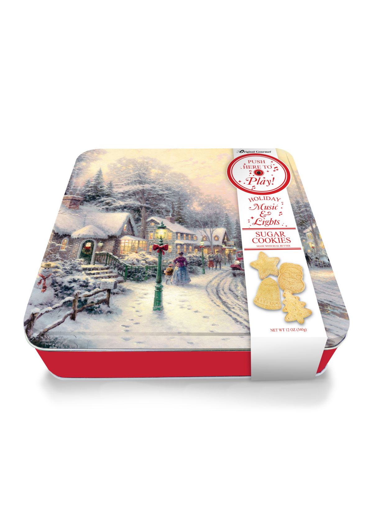  Thomas Kincade Christmas Village Musical Sugar Cookie Tin