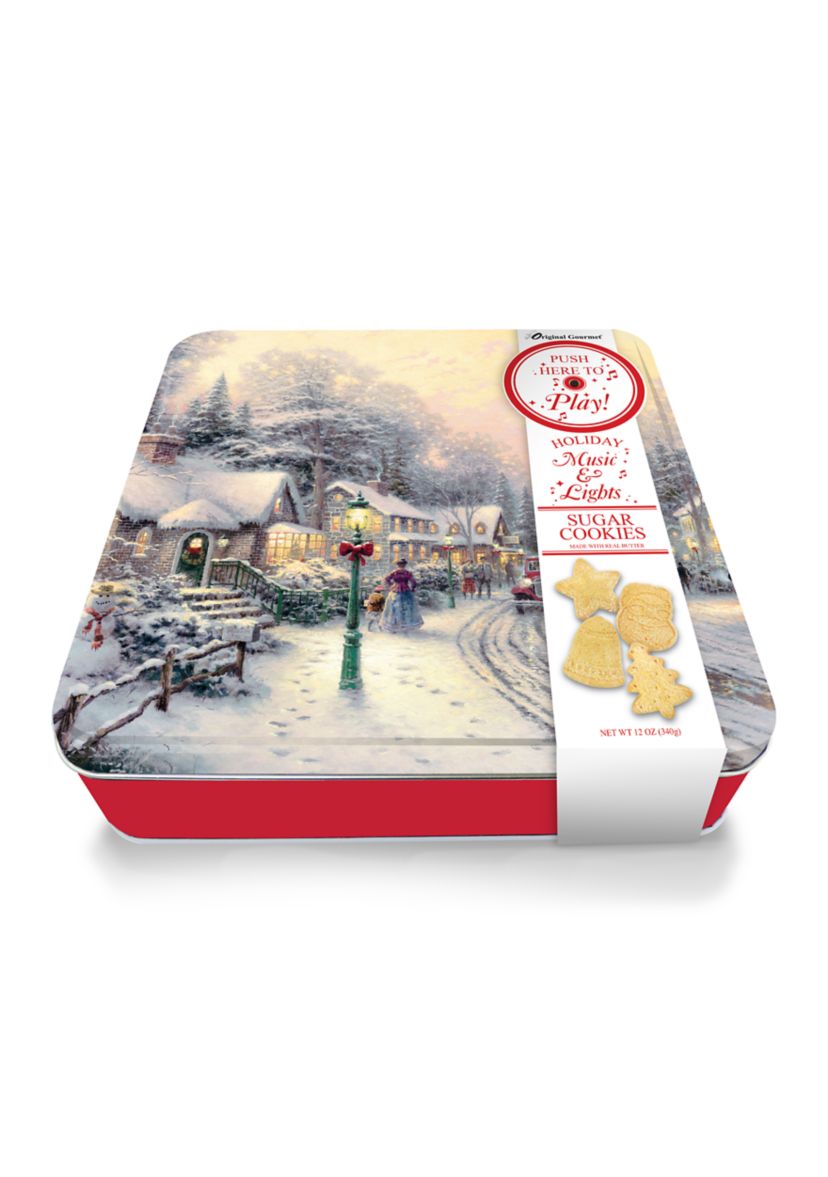  Thomas Kincade Christmas Village Musical Sugar Cookie Tin