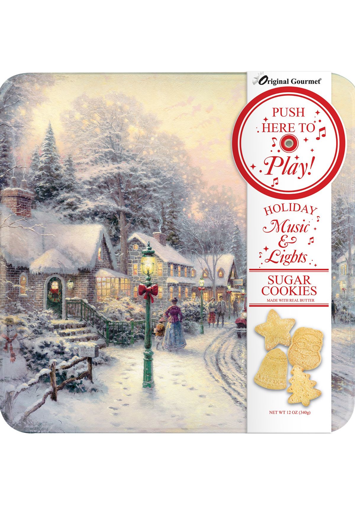  Thomas Kincade Christmas Village Musical Sugar Cookie Tin
