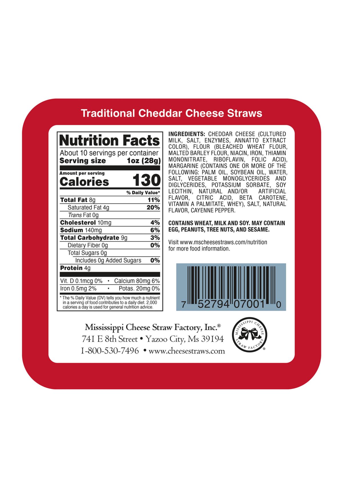 Traditional Cheddar Cheese Straws 10 Ounce Gift Tin