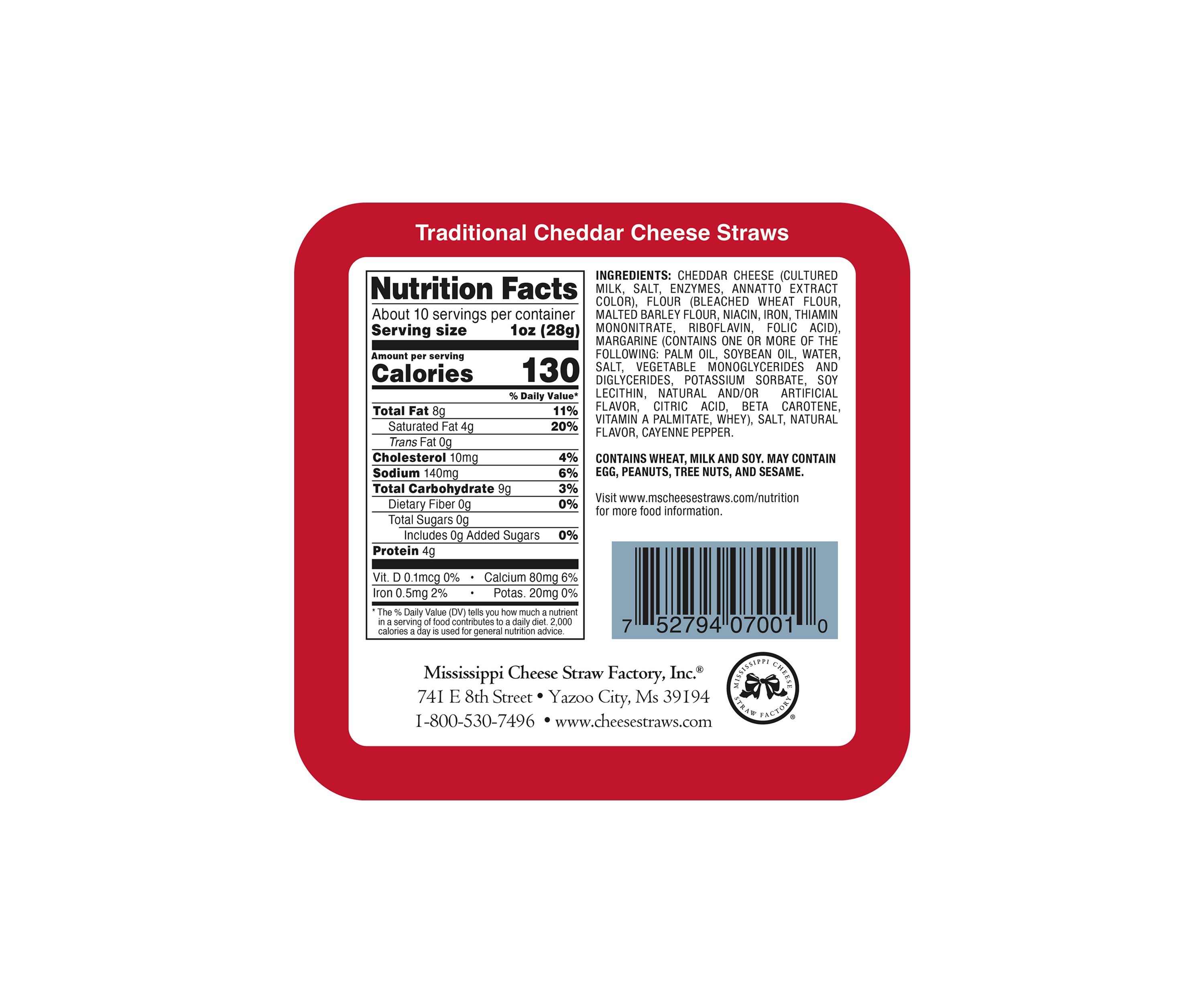 Traditional Cheddar Cheese Straws 10 Ounce Gift Tin