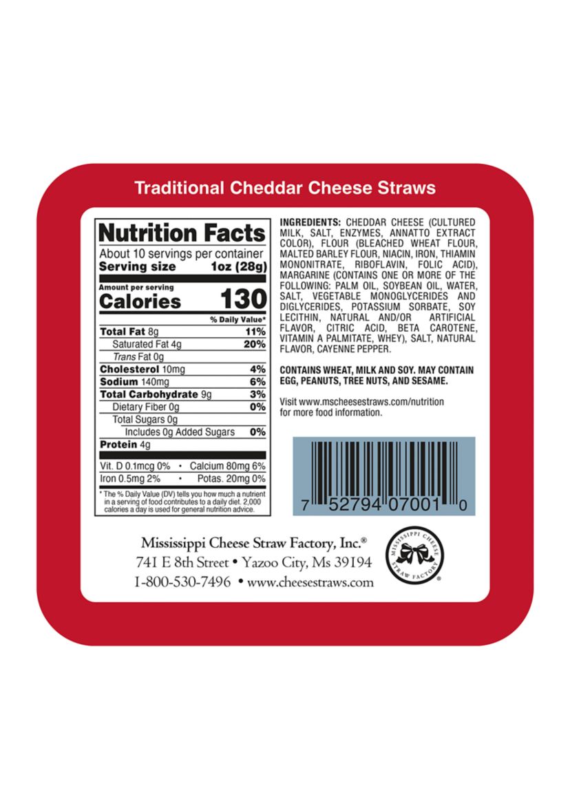 Traditional Cheddar Cheese Straws 10 Ounce Gift Tin