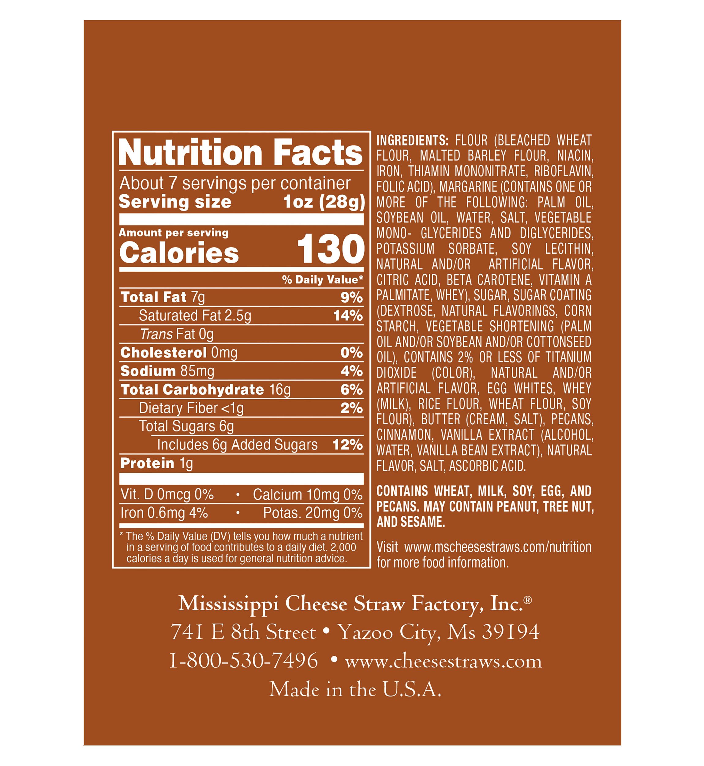 Cinnamon Pecan Straws™ 6.5 Ounce Carton