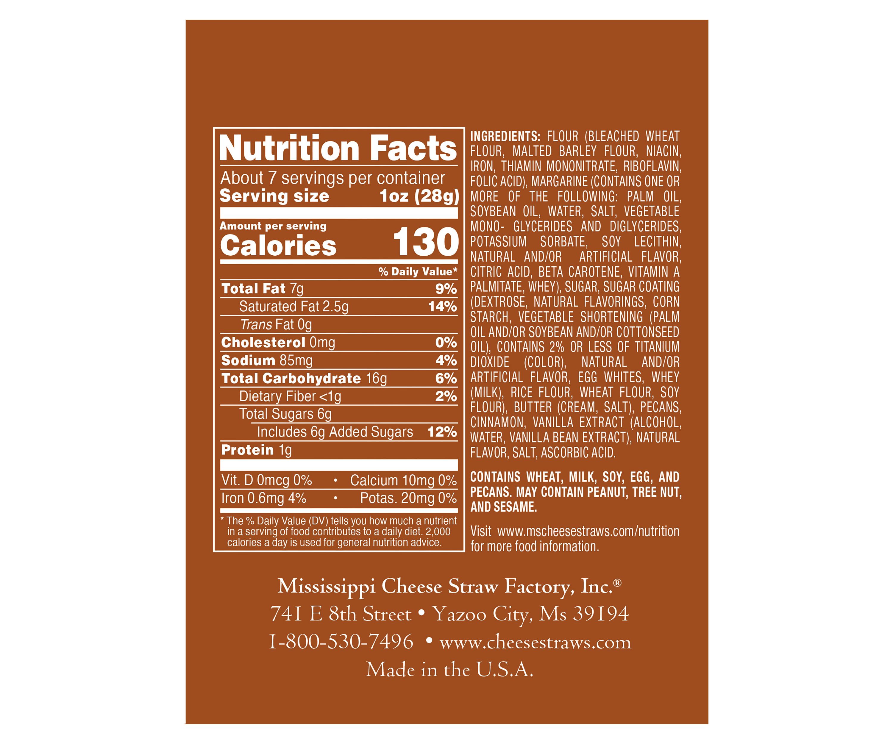Cinnamon Pecan Straws™ 6.5 Ounce Carton