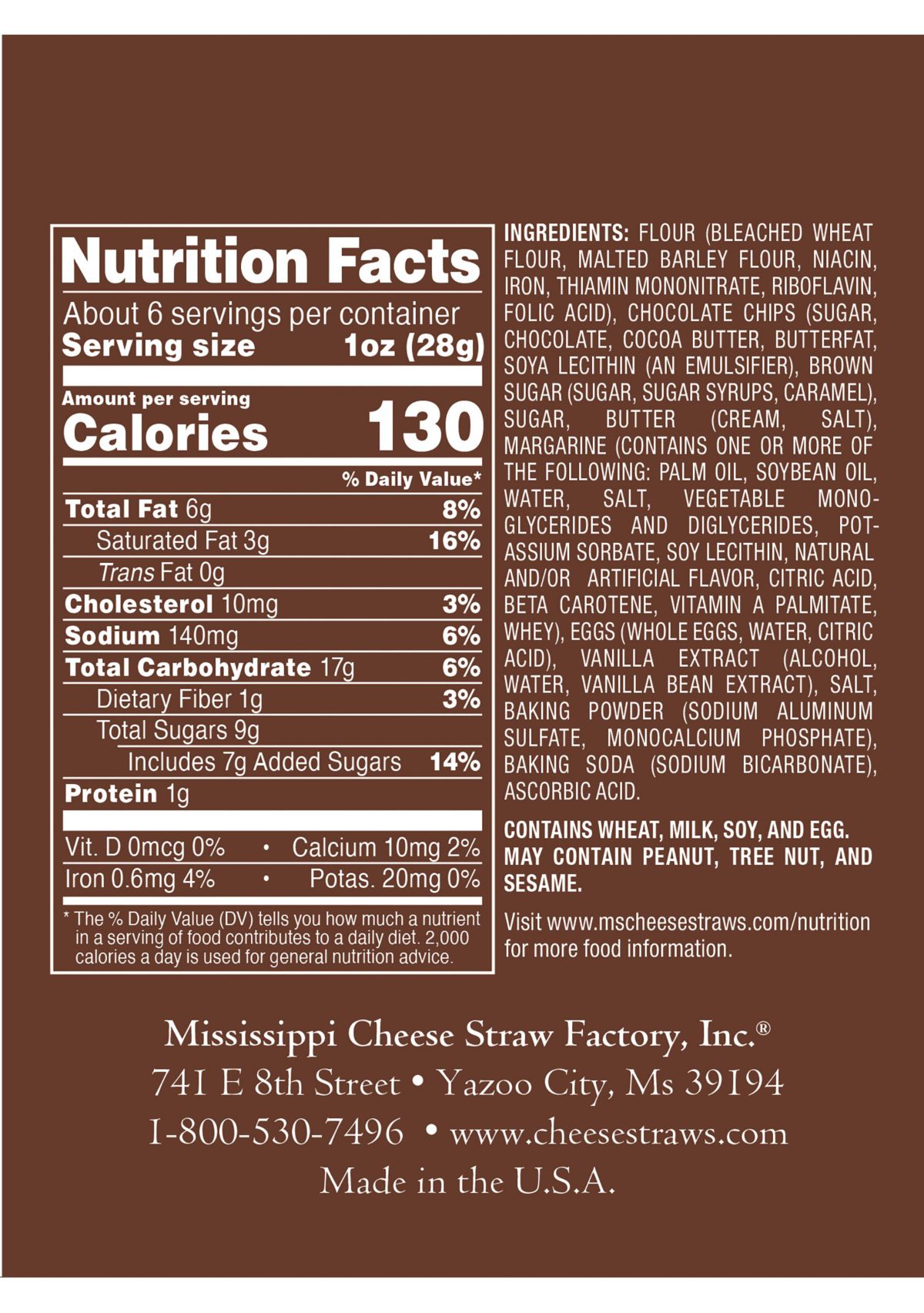 Chocolate Chip Cookies 5.5 Ounce Carton