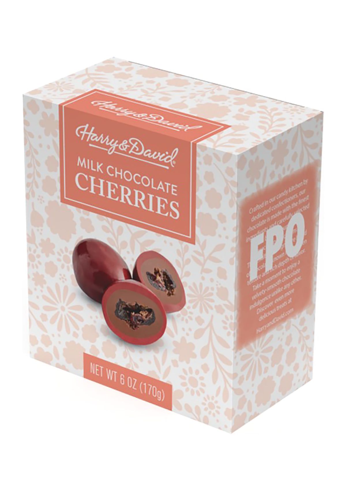 Spring Milk Chocolate Cherries - Coral Floral 6 oz Box