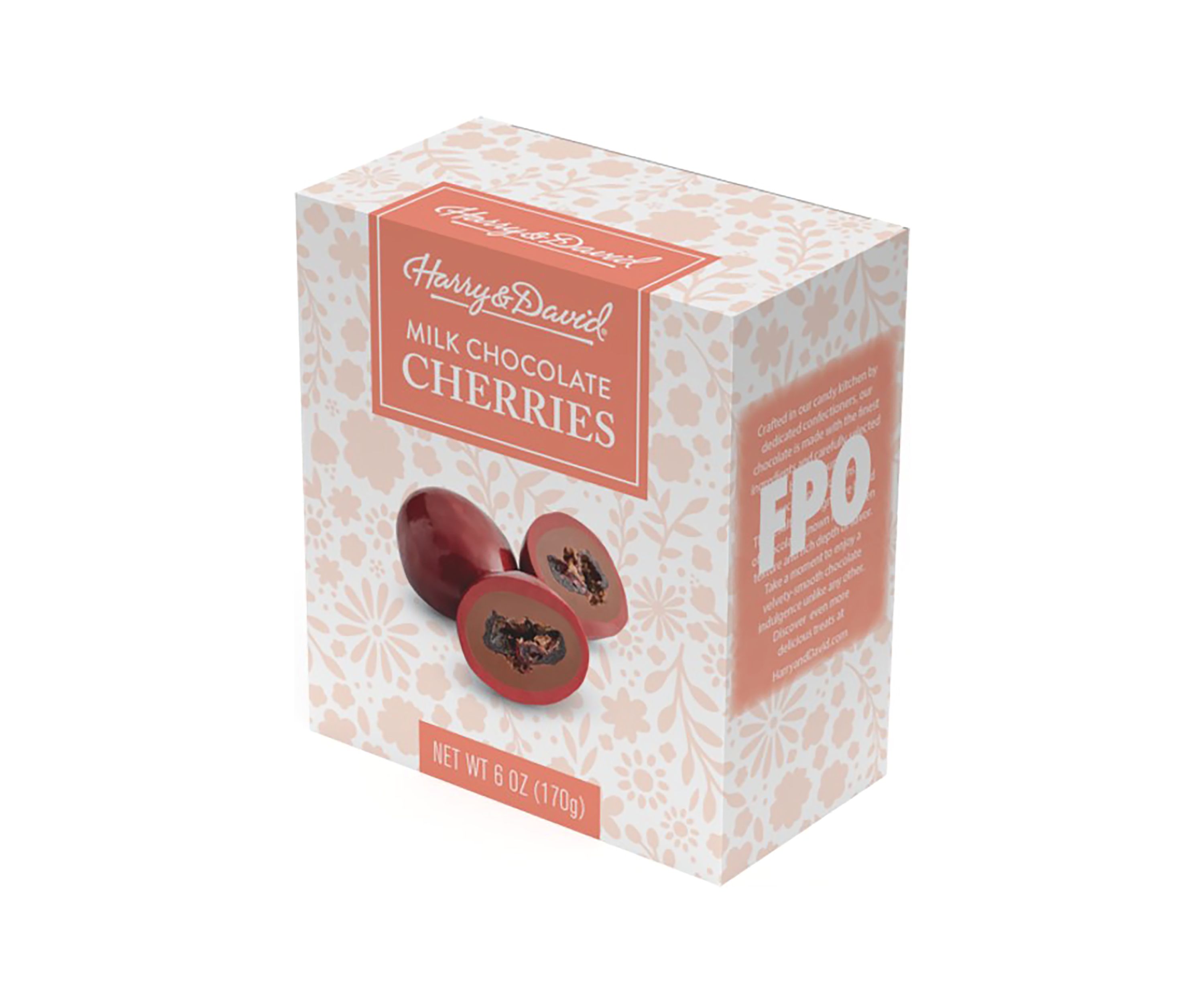 Spring Milk Chocolate Cherries - Coral Floral 6 oz Box