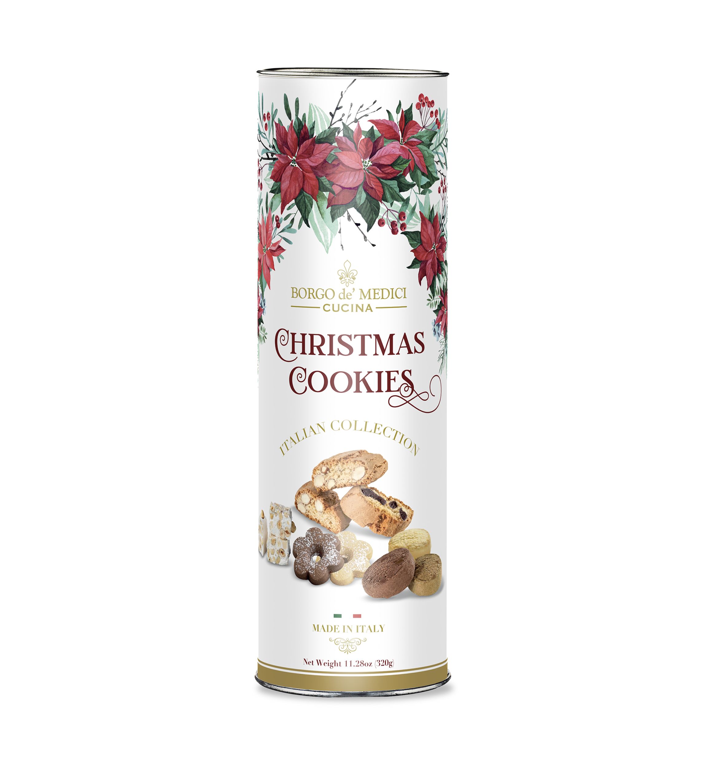 Italian Collection Assorted Christmas Cookie Tube