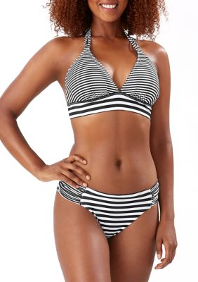 Michael Kors Logo Ring Shirred Bandini Swim Top & Bikini Bottoms