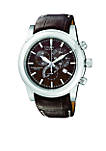 Eco-Drive Mens Stainless Steel Brown Strap Watch